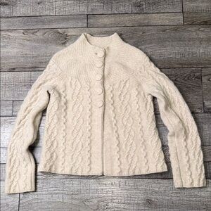 Jillian jones Elegant Wool Cream Cable Knit Cardigan